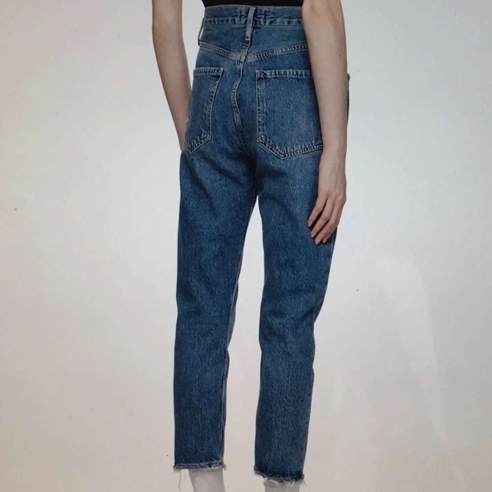 AGOLDE Indigo Riley Crop Jeans Straight High-Rise - Picture 9 of 14